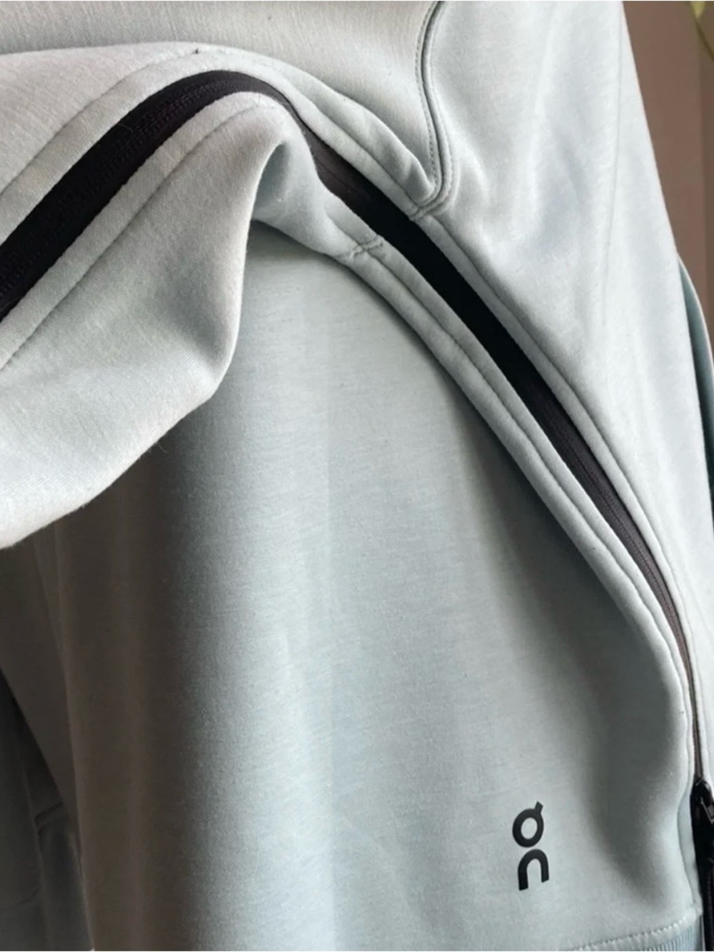 On Running Light Blue Hoodie with Black Drawstrings - Picture 2 of 5
